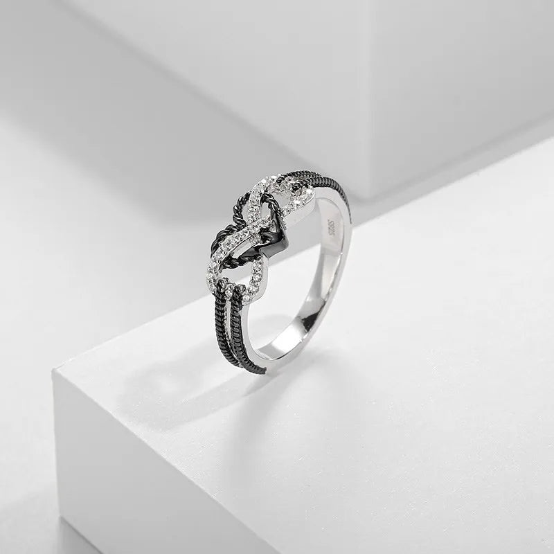 Charm Couple Rings For Men Stainless Steel Celtic Dragon Ring Heart Black Zircon Women Wedding Rings Set Valentine's Day Jewelry