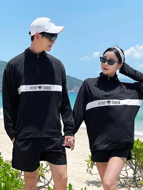 Men's Women's 3-5pcs/set Long Sleeve Rash Guards Loose Fit Swim Shirt UV Sun Protection Swimsuit Top&Bottom Fishing Run Sunsuit
