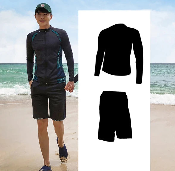 Womens Men Long Sleeve Rash Guard Swimsuit Sun Protection Sport Wetsuit 2-3 Pieces Swimsuit Set Water Sports Beachwear Tracksuit