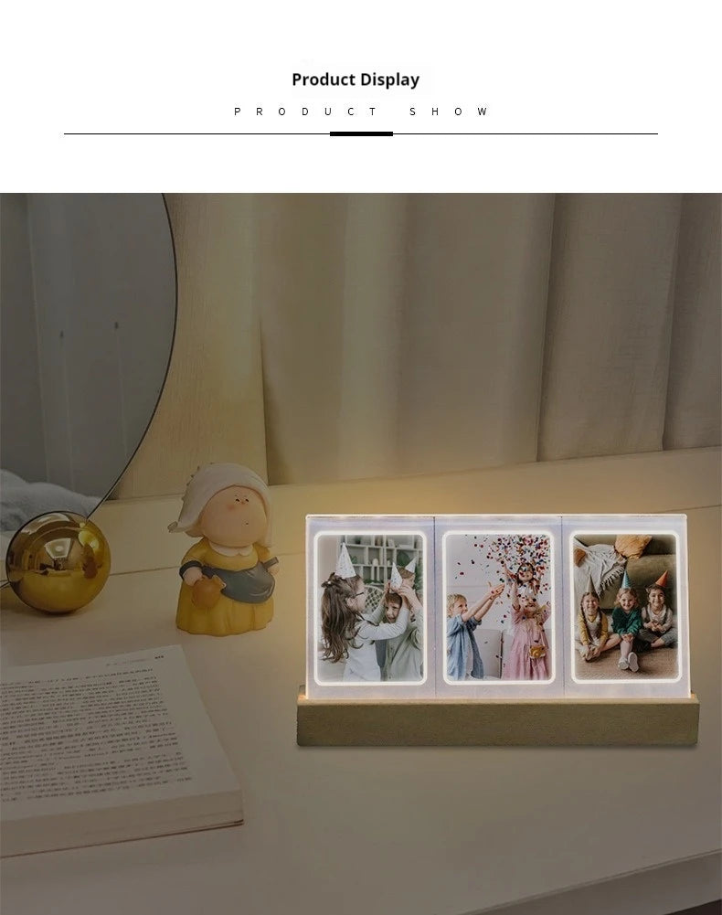 3 in 1 3 Inch Photo Frame Instant Camera Acrylic LED Light Photo Table for Fujifilm Instax Mini 12 11 9 8 Evo Fuji Camera