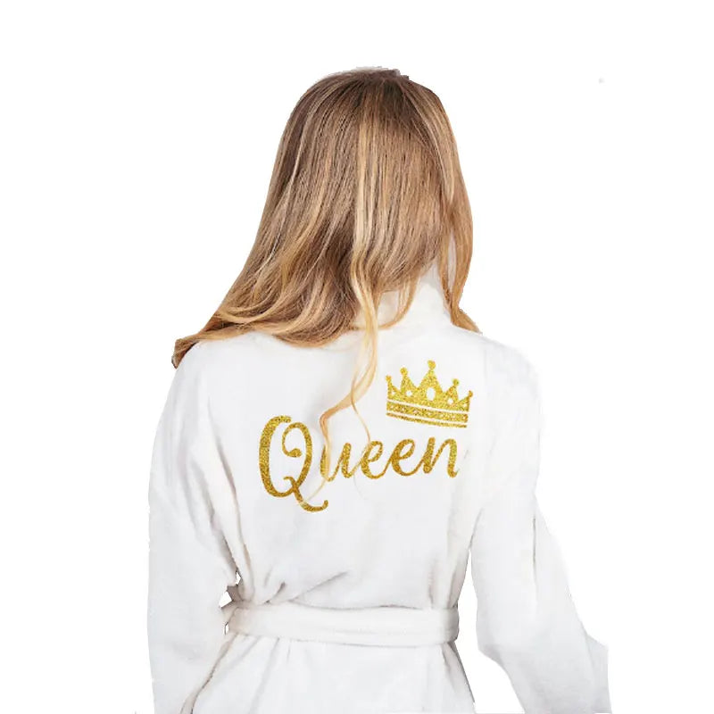 Cozy Terry Bathrobes Robes for Couple Bathrobes Flannel Matching King Queen Robes Birthday Honeymoon Winter Spa BathRobes 260g/㎡