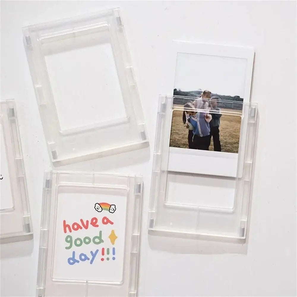 1PC 3-Inch Photo Frame Magnet Frame Polaroid Photo Mini Acrylic Magnetic Picture Frames Transparent Acrylic Card Display Stand