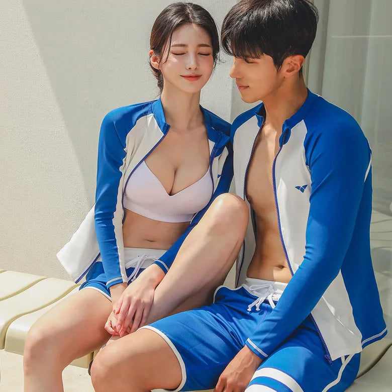 2pcs/set Long Sleeve Sun UV Protection Performance Fit Compression Men's Rash Guard Shirts Swim Workout Clothes Swimsuit