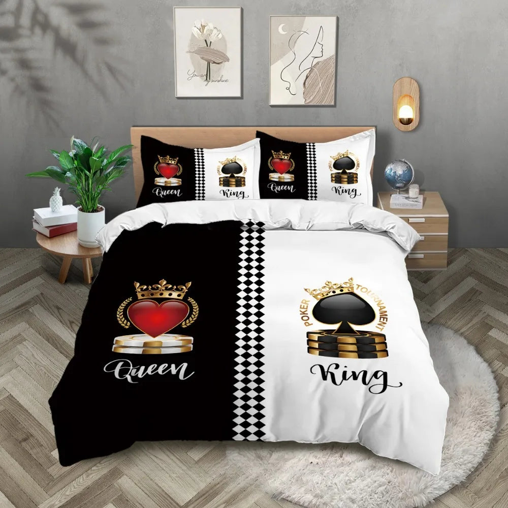 crown love 2/3 piece bedroom set,Children'sGift Teenagers adulte Microfibre double bed Duvet Cover with Zip Room Decor ﻿