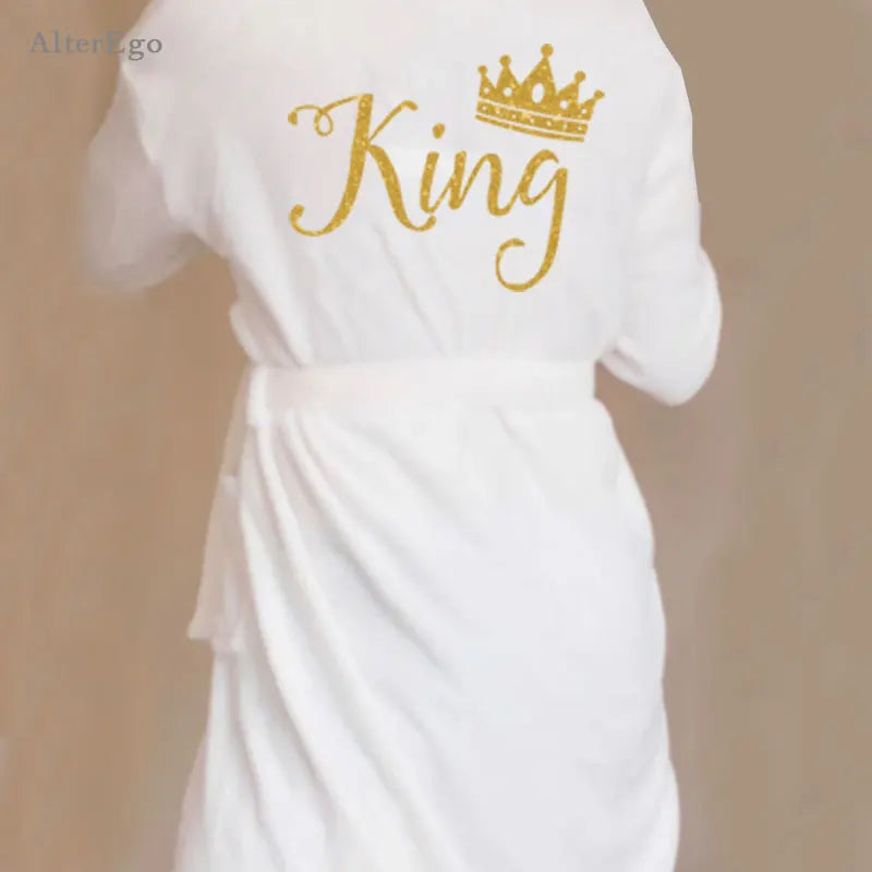 Custom Couple Bathrobe Personalized Wedding Bathrobe Flannel Anniversary King Queen Robes Honeymoon Mr Gift Bride And Groom Gift