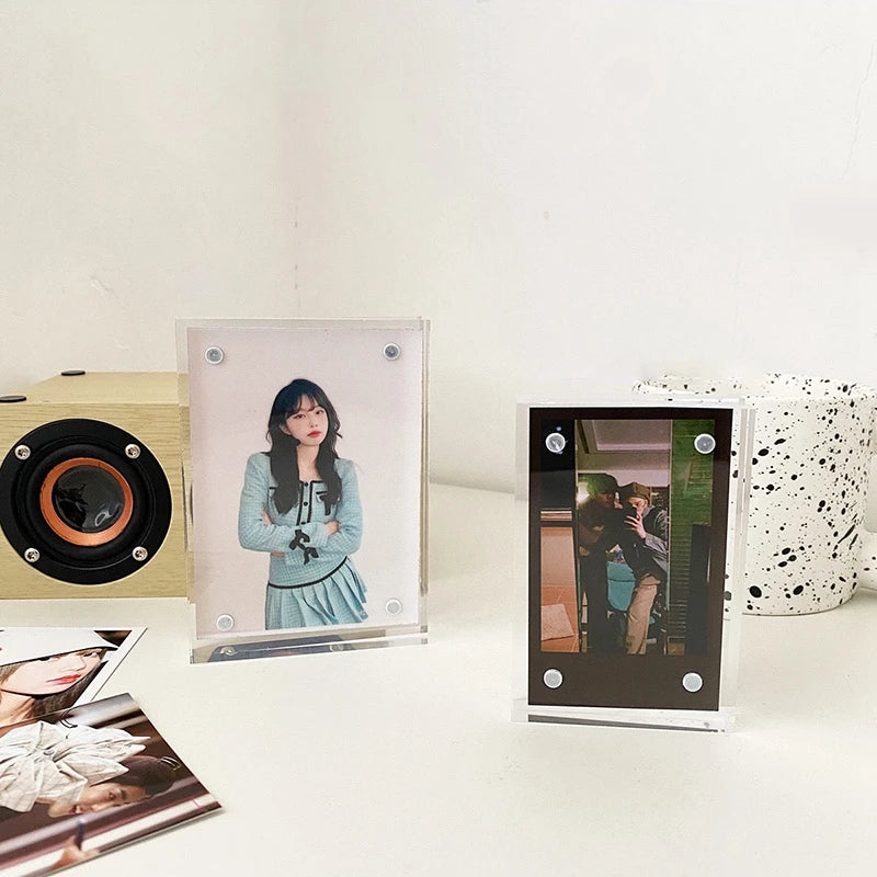 Acrylic Magnetic Frame Double Sided Clear Magnetic Photo Frames Mini Picture Display Stand Kpop Photocard Holder Home Decor