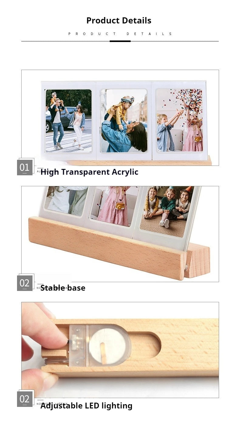 3 in 1 3 Inch Photo Frame Instant Camera Acrylic LED Light Photo Table for Fujifilm Instax Mini 12 11 9 8 Evo Fuji Camera