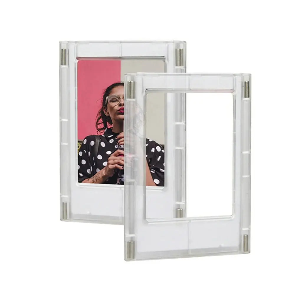 1PC 3-Inch Photo Frame Magnet Frame Polaroid Photo Mini Acrylic Magnetic Picture Frames Transparent Acrylic Card Display Stand