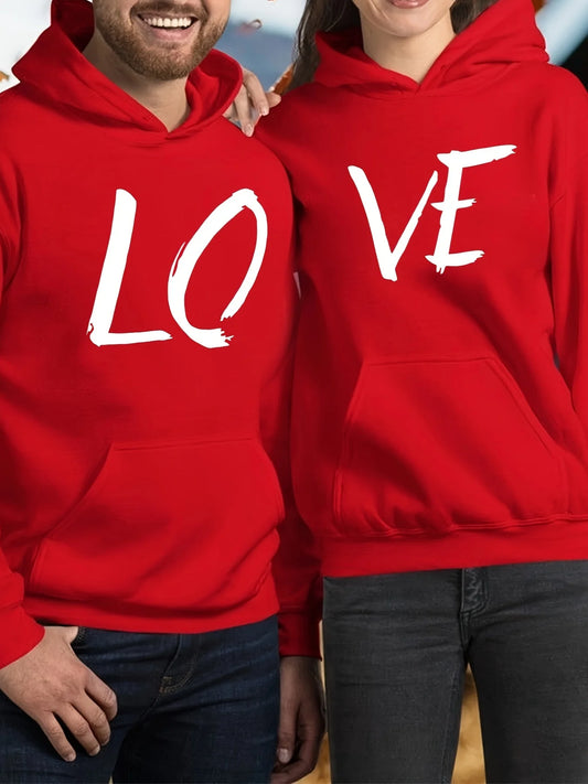 Couple Hoodies - Printed with LOVE Letter, His and Hers, Bride and Groom, Anniversary, Bridesmaid, Wife and Husband