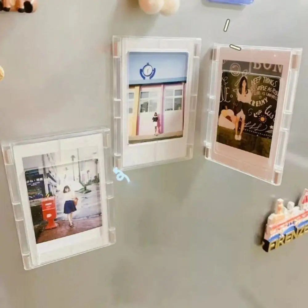 1PC 3-Inch Photo Frame Magnet Frame Polaroid Photo Mini Acrylic Magnetic Picture Frames Transparent Acrylic Card Display Stand