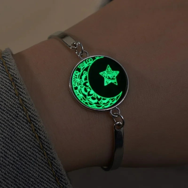 1/2Pcs Romantic Luminous Bracelets for Women Men Sun Moon Couple Metal Rope Matching Bracelet Valentine's Day Jewelry Gifts