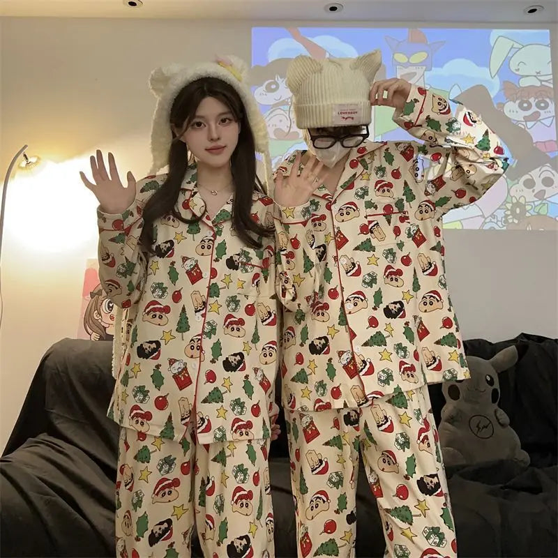 Couple Pajamas Plus Size Men'S And Women'S Summer Crayon Shin Chan Same Style Japanese Cute Cartoon Home Clothes Comfortable