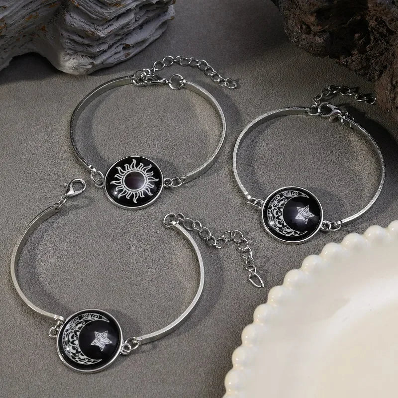 1/2Pcs Romantic Luminous Bracelets for Women Men Sun Moon Couple Metal Rope Matching Bracelet Valentine's Day Jewelry Gifts