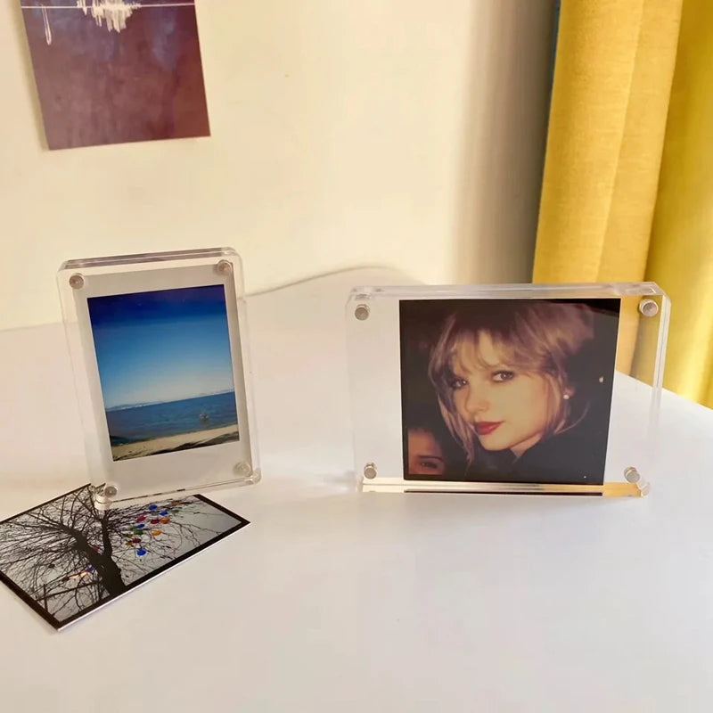 Acrylic Magnetic Frame Double Sided Clear Magnetic Photo Frames Mini Picture Display Stand Kpop Photocard Holder Home Decor