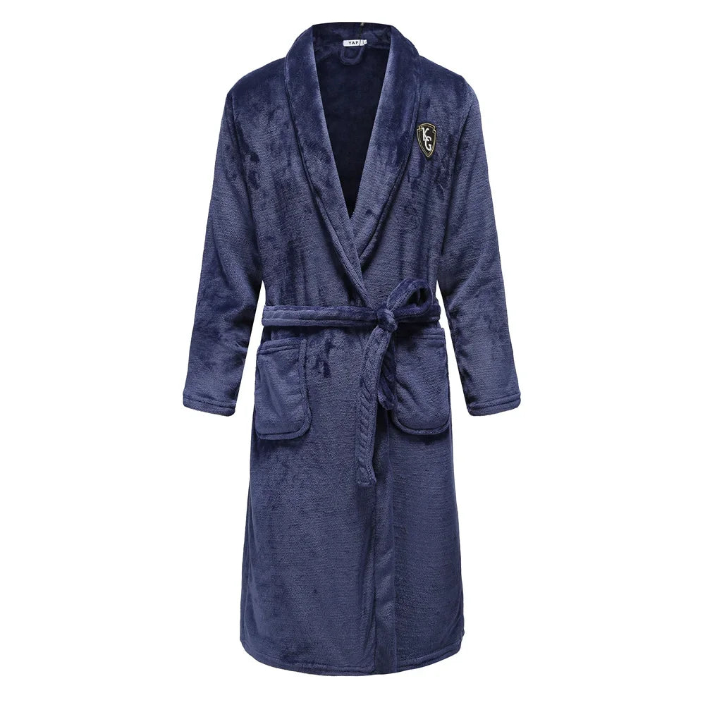 Winter Thick Couple Robe Coral Fleece Sleepwear Plush Warm Flannel Kimono Bathrobe Gown with Pocket Men Homewear Lounge Wear