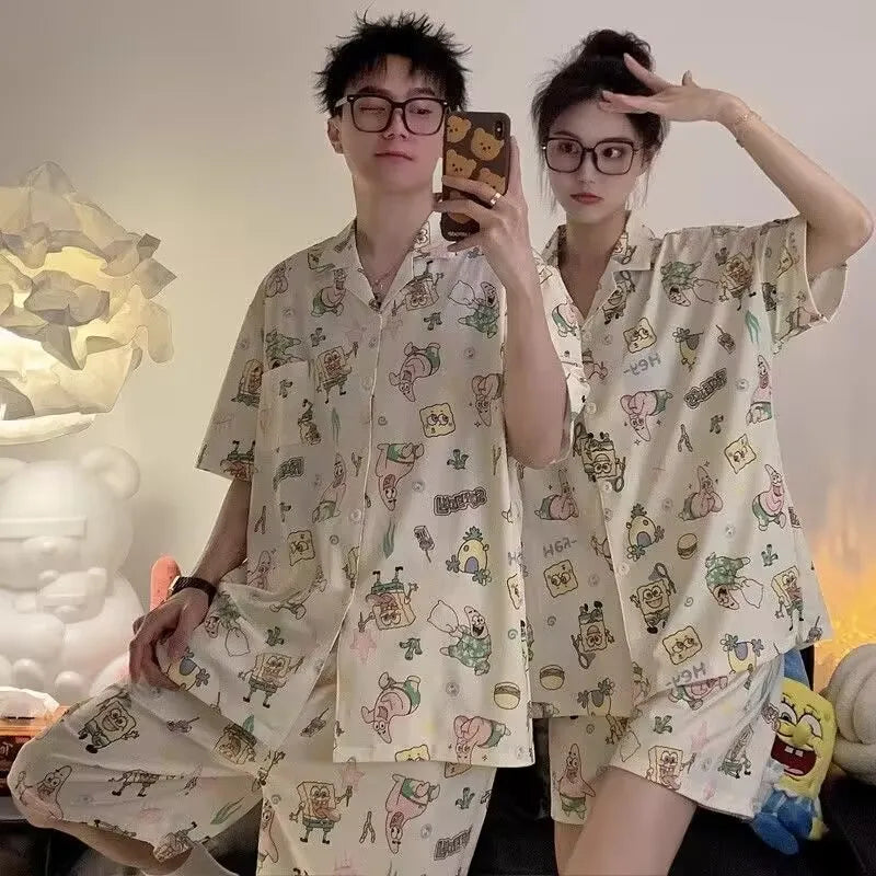 Couple Pajamas Plus Size Men'S And Women'S Summer Crayon Shin Chan Same Style Japanese Cute Cartoon Home Clothes Comfortable