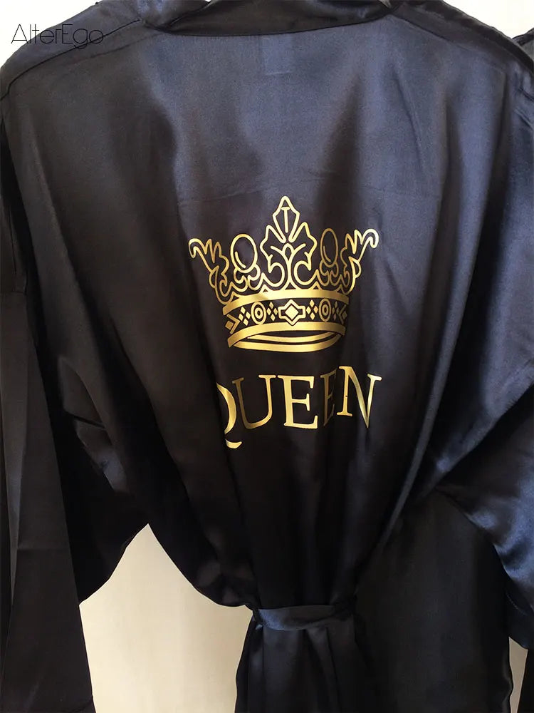 Customized Men's Bathrobe Silk Couple Set King and Queen Bath Robe Wifey and Hubby Robe Satin Valentine's Day Bathrobes Personal