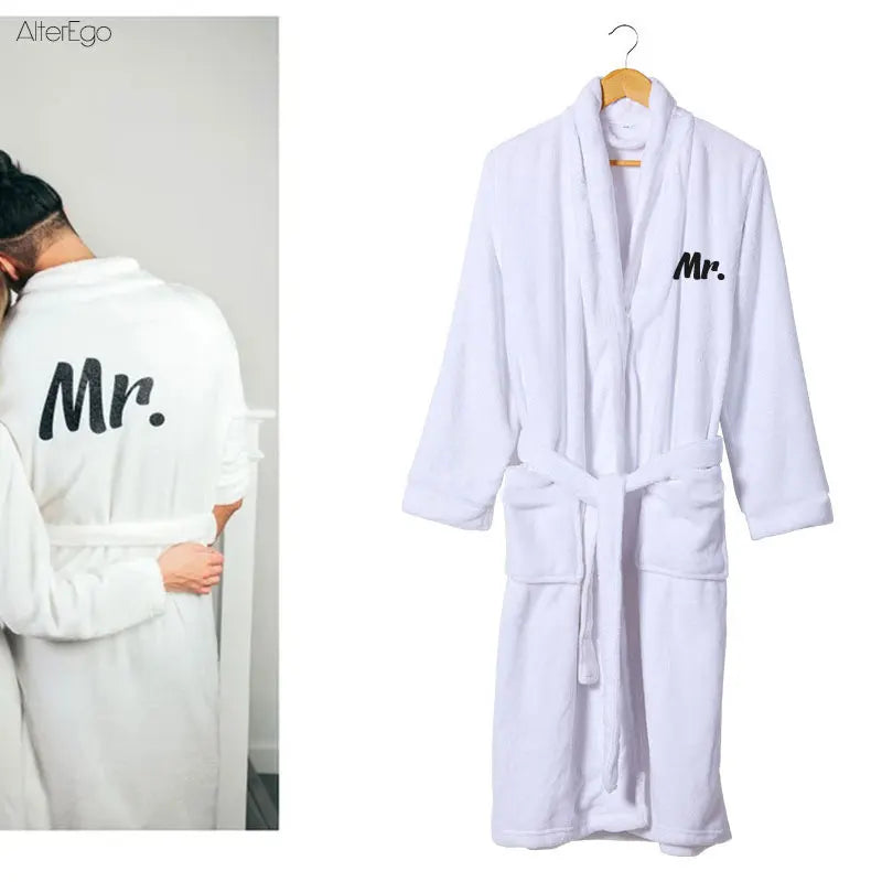 Custom Plush Bathrobe Personalized Terry Robe Bride Groom Customized Mens Bathrobes Valentines Gifts Robes for Couple Bath Robes