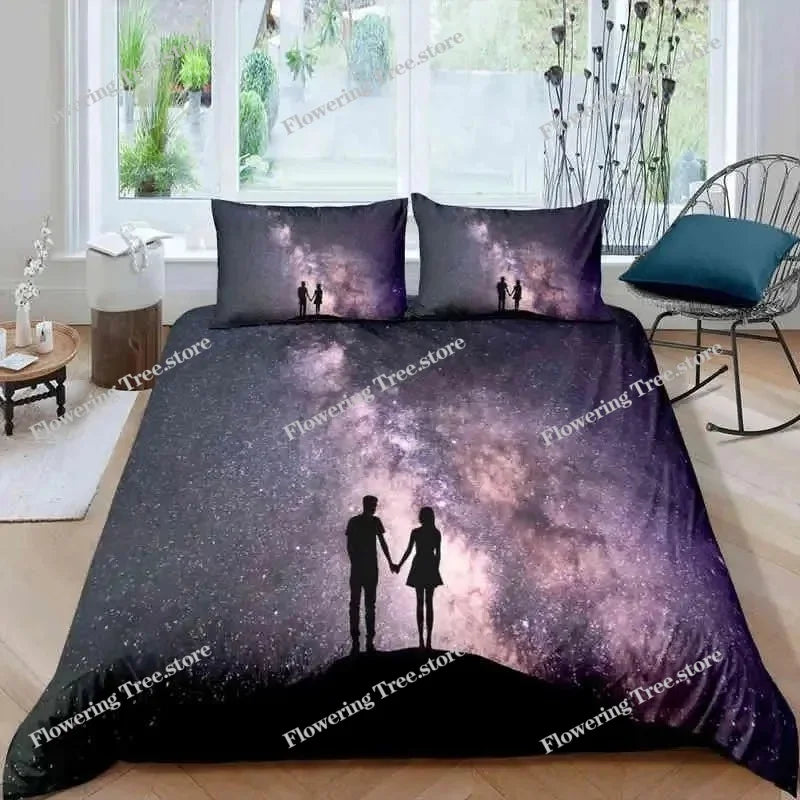 Couple Duvet Cover Set Microfiber White Portrait Couple Kissing Twin Bedding Set Valentine's Day Gift For Lover Queen King Size