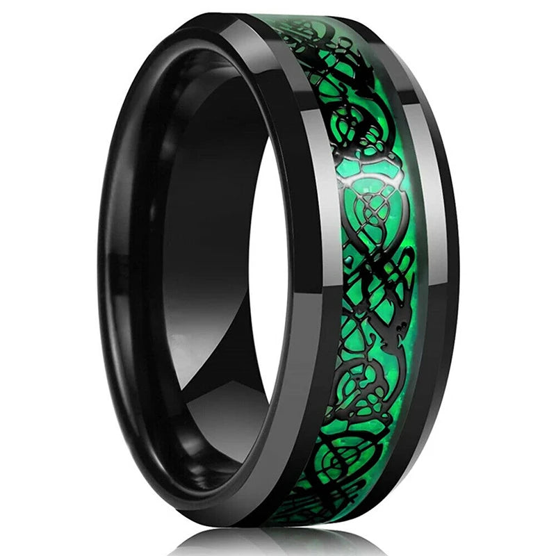 Fashion 8mm Black Tungsten Wedding Ring For Men Thin Blue Line Groove Black Brushed Ladder Edge Ring Men's Wedding Band Jewelry