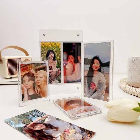 Acrylic Magnetic Frame Double Sided Clear Magnetic Photo Frames Mini Picture Display Stand Kpop Photocard Holder Home Decor