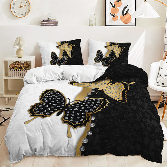 Purple Unicorn Butterfly 3D Printed Bedding Set Soft Duvet Cover King Queen Twin Single Size Birthday Gift Bedroom Decoration