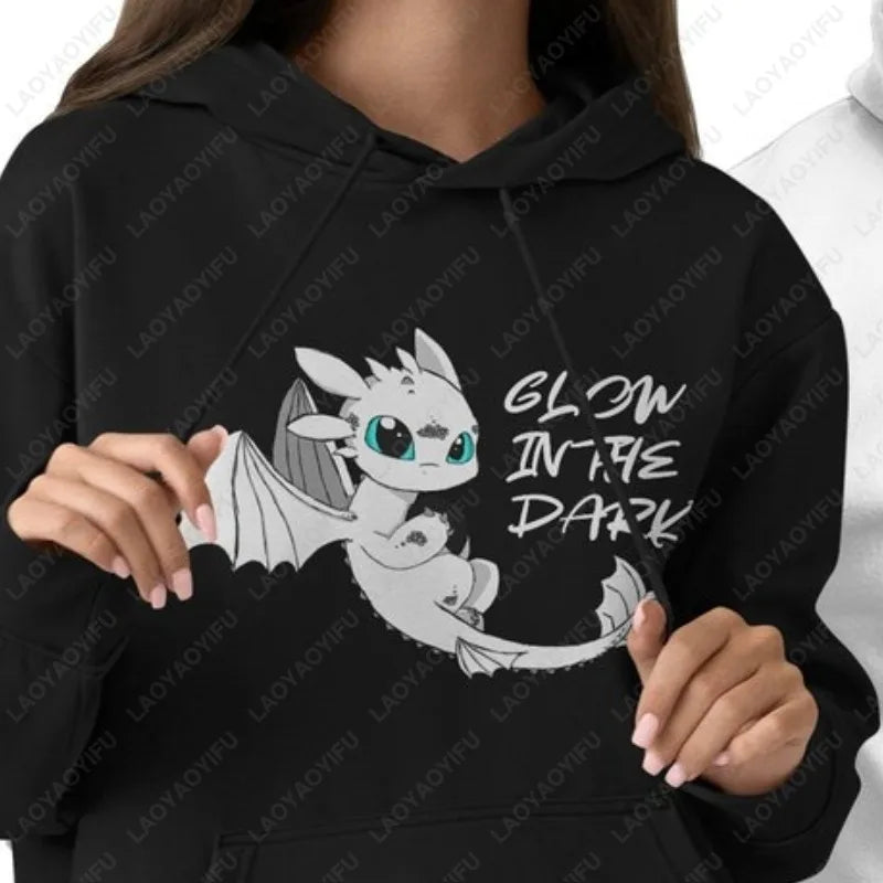 Toothless Dragon Couple Hoodies Glow in The Dark and Shine in The Light Matching Hoodies for Couples Unique Gift Idea Streetwear